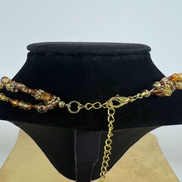 Vintage Y2K Brown Beaded Layered Necklace - Bohemian Hippie Fairycore Jewelry - Picture 3 of 5